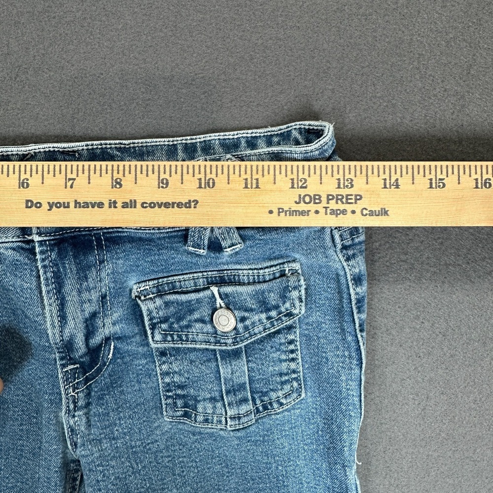 PacSun Jeans Womens 25 Blue Denim Stretch Low Rise Cargo Flare Comfort Classic - Picture 6 of 9